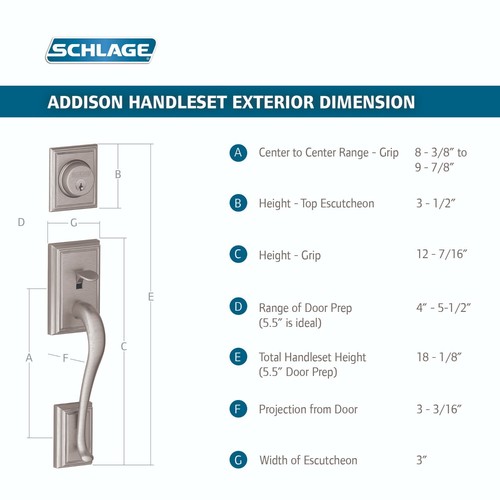 Manillar Schlage Addison palanca de acento izquierda cromo brillante F60 ADD 625 ACC - Imagen 4 de 4