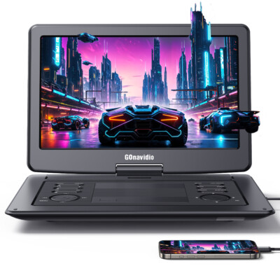 19'' Full HD Tragbarer DVD Player mit 16'' Drehbar Bildschirm HDMI 6 Stunden AKKU