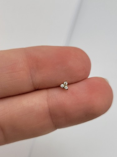 20G/18G/16G Titanium Gold Triangle Push Pin Labret, Threadless Flat Back Earring - Picture 5 of 17