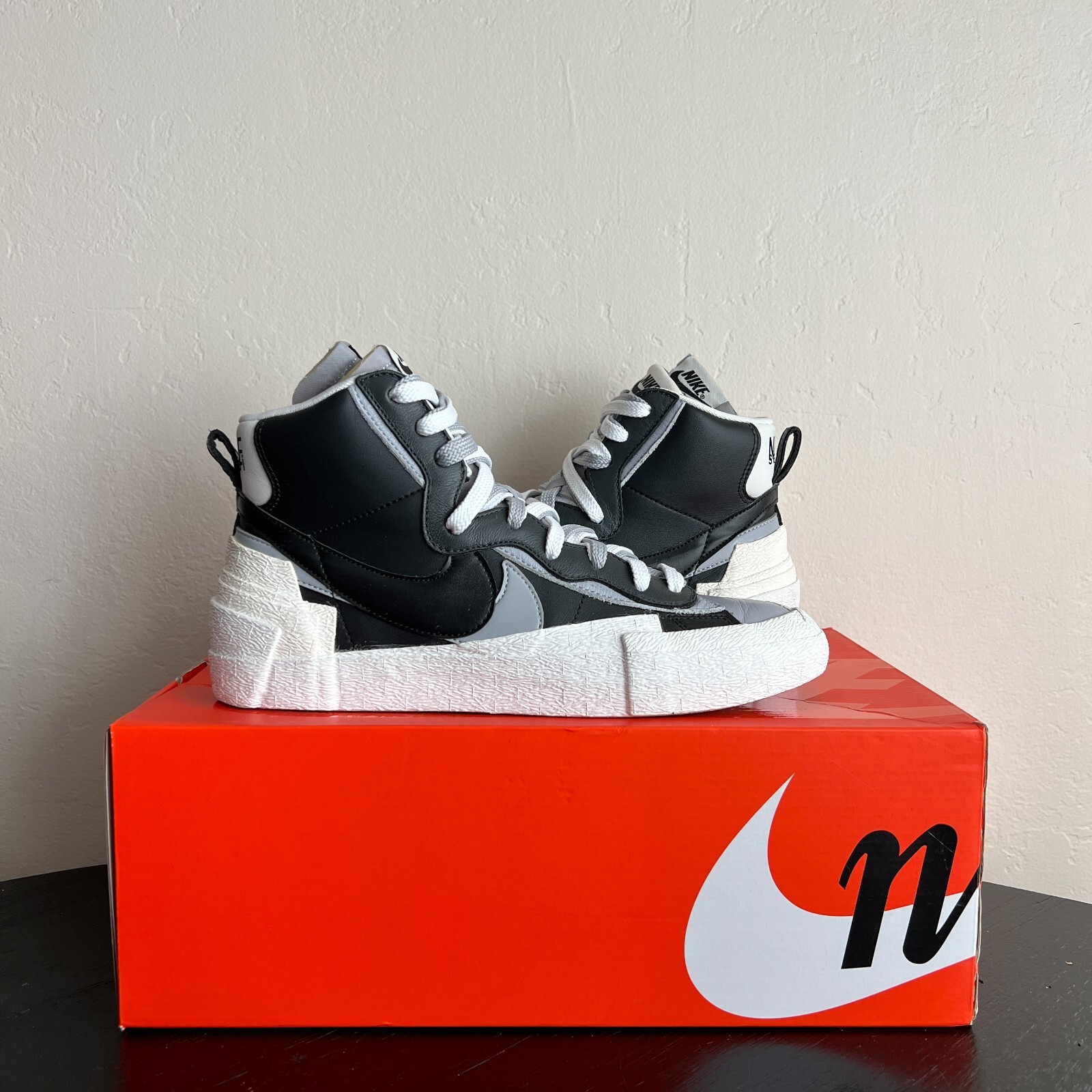 SACAI X NIKE NIKE Blazer Mid x Sacai grigio nero BV0072 002 taglia 10 (2019) con scatola og