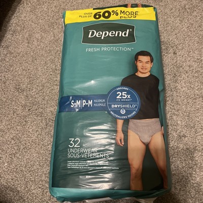 Depends Fresh Protection Adult Incontinence Underwear, S/M, 32 Count