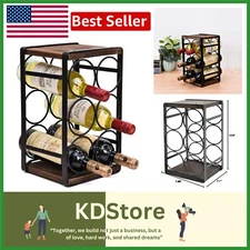 Rustic 6-Bottle Countertop Wine Rack - Beautifully Crafted, No Assembly Required