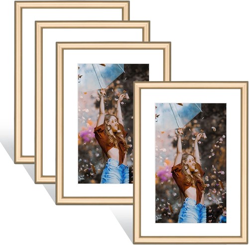 Sleek Set of 4 Metal Floating Picture Frames - 6x8/Horizontally & Vertically - Picture 3 of 8