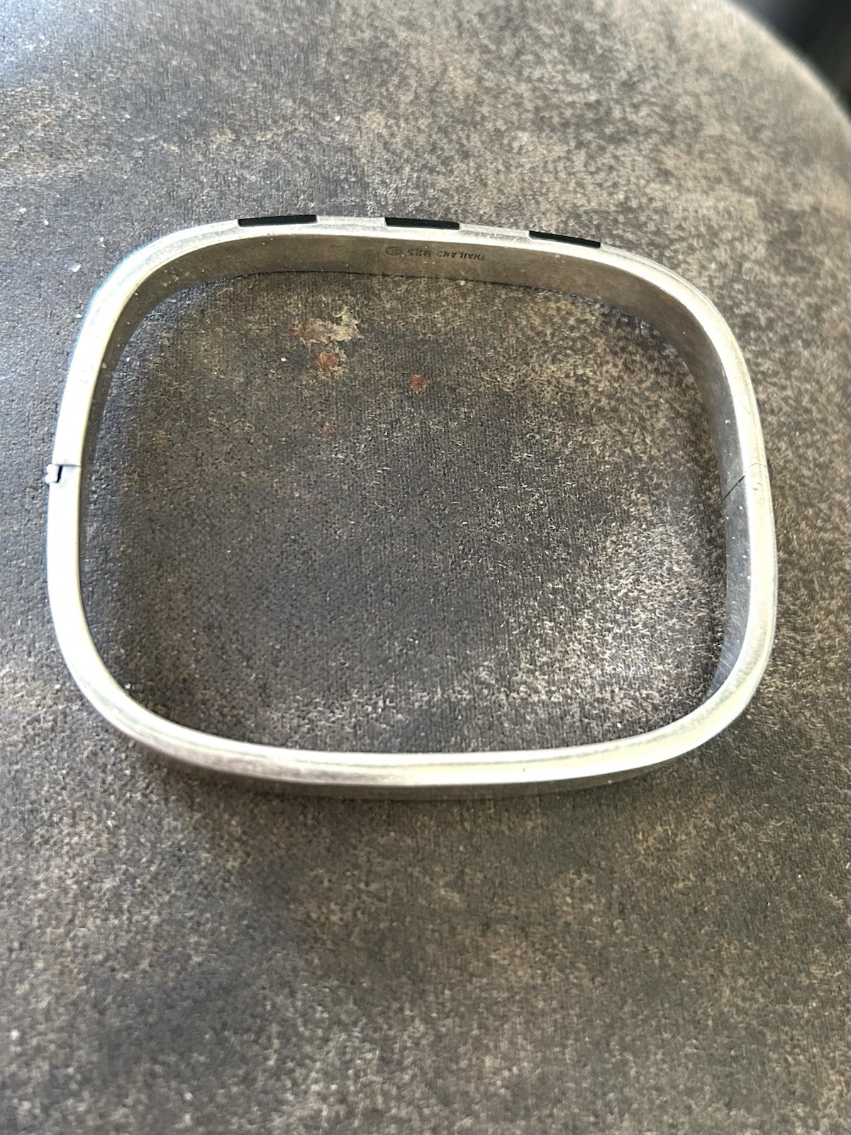 Sterling Onyx Rectangular Bangle Bracelet Vintage… - image 4