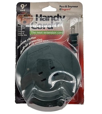 Pass And Seymour Legrand Handy Cord 9 Foot Green Extension Cord Reel Brand New