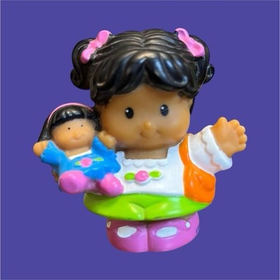 Fisher-Price Little People Girl Figure with Doll Pink Green Outfit