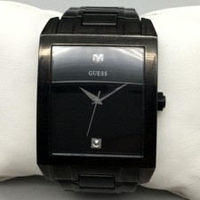 Guess Steel Mens Watch 36mm Black Dial Black Bracelet U1252G1 New Battery 6"
