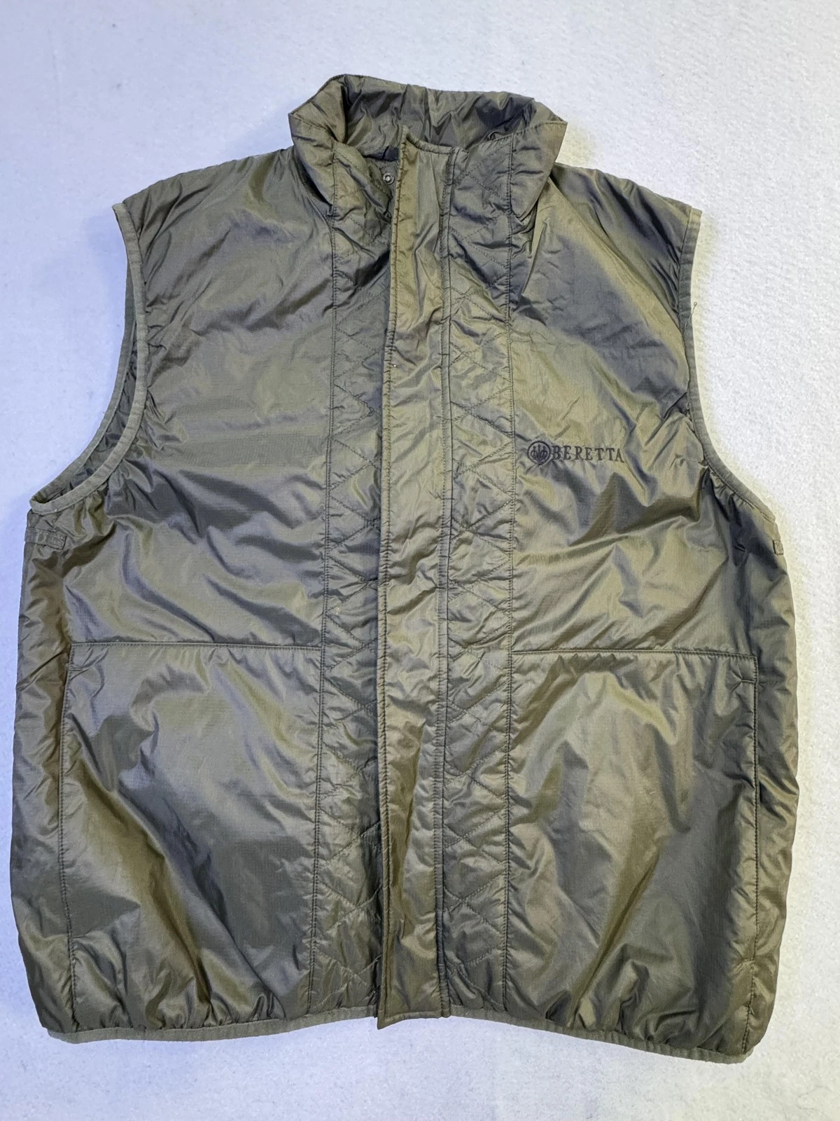 Beretta Vest Mens Large Green Quilted Full Zip Insulated Hunting Lightweight