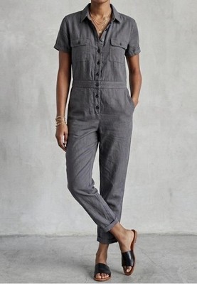 Outerknown S.E.A. Suit Jumpsuit Short Sleeve Cotton size Medium $168 Color Storm
