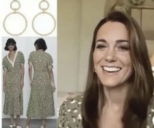 ZARA  Khaki Green Floral Tiered Midi Dress ASO Kate Royal 0097/026  L
