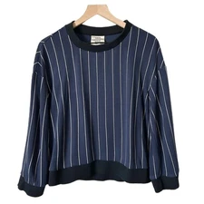 Baum Und Pferdgarten Jannet Sweatshirt Top in Navy Cream Pinstripe Size Large