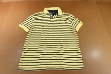 Nautica Men's Size Large Classic Fit Yellow Striped Performance Deck Polo Shirt
