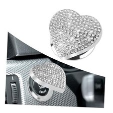 Bling Push Start Button Cover,Heart Design Engine Start Button Cover with White