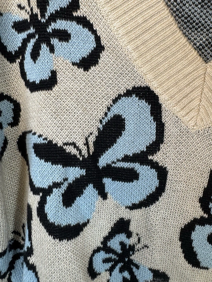 Suéter Recortado Mariposa Cuello en V Madden Nueva York Años 90 Y2K De Colección Talla XL Foto 3 de 4