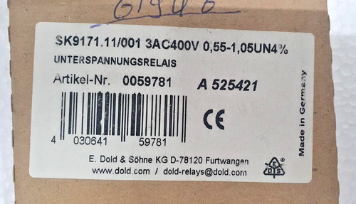 DOLD 0059781 sous-Tension Relais, Sk9171.11/001 3AC400V - Photo 7 sur 7