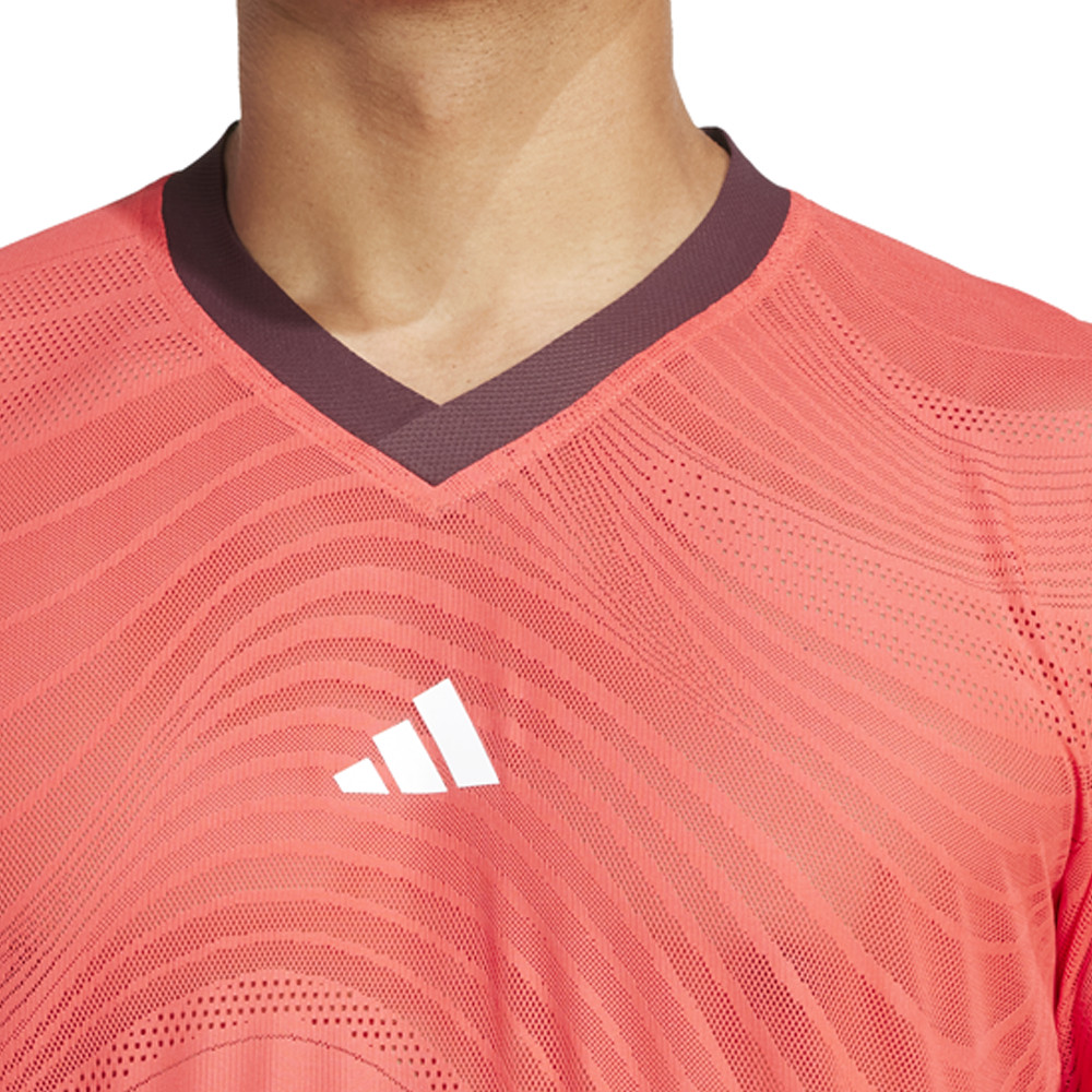 adidas Pro Climacool + Mesh Freelift Short Sleeve Tennis T-Shirt Mens Red Casual thumbnail 4