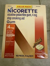 Nicorette Nicotine 4mg Stop Smoking Gum, Cinnamon Surge - 160 Count Exp 08/2027