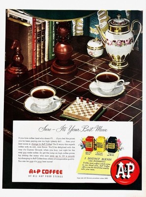1950 A&P COFFEE Large Original Vintage Print Ad Eight O' Clock