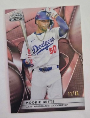 2025 Topps Chrome Black Mookie Betts Rose Gold Wave Refactor /15 #128 - Dodgers