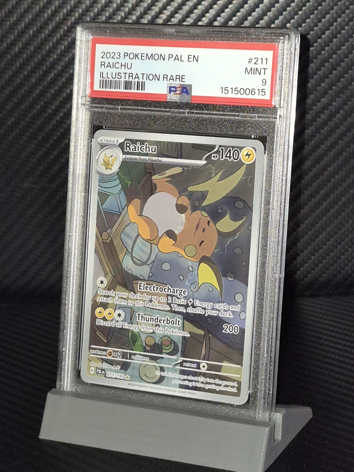 Pokémon Sv02: Paldea Evolved Raichu Holo Illustration Card 211/193 PSA 9 Mint
