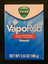 Vicks 223311 VapoRub Cough Suppressant Topical Analgesic Ointment - 3.53 Oz