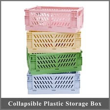 Collapsible Crate Plastic Folding Storage Box Basket Organizer Bin Container
