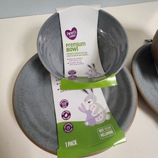 Parent  s Choice Kids Child Baby Set Of 3 Premium Plates  Bowls Gray/Blue