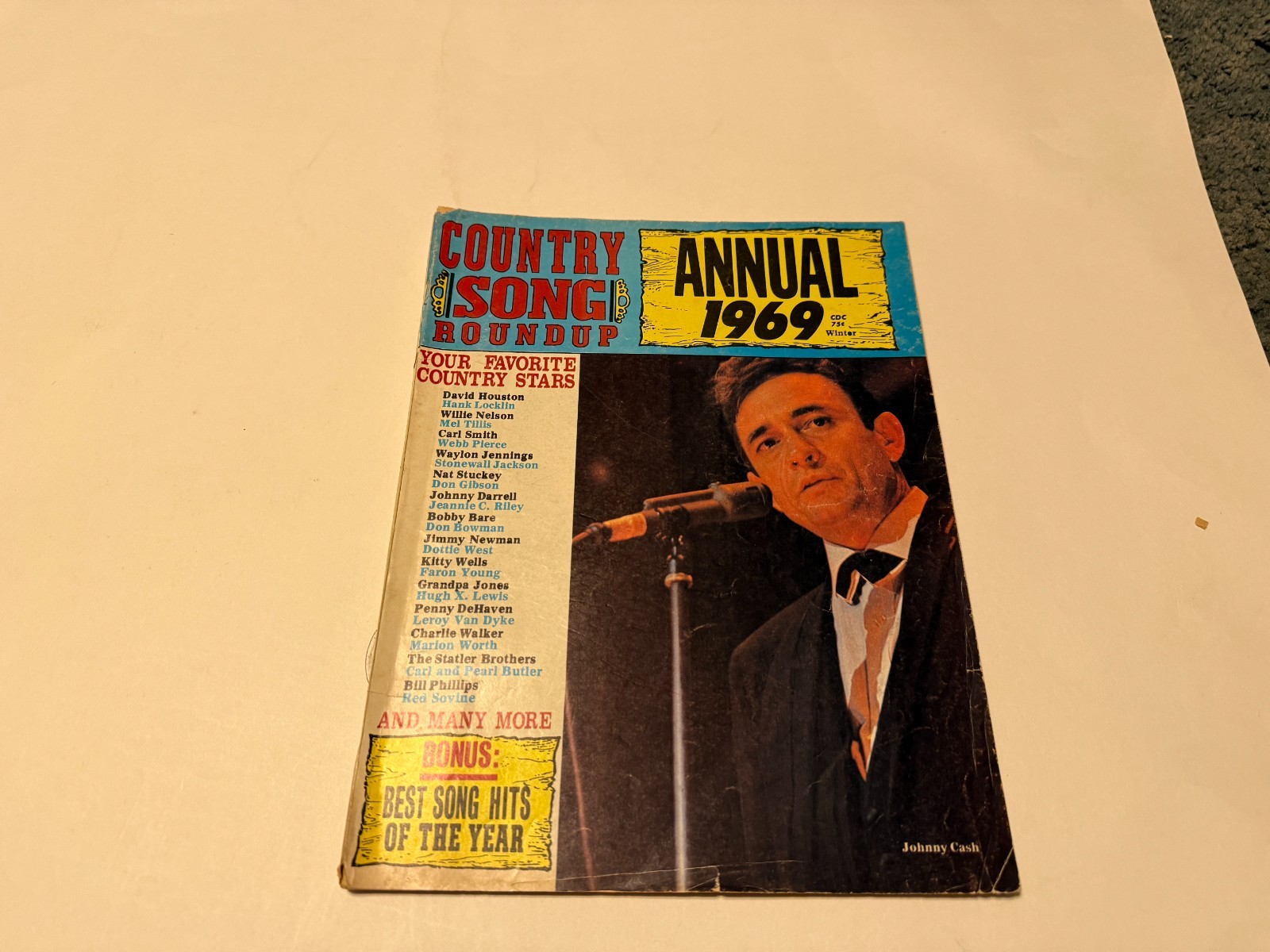 Johnny Cash Willie Nelson Waylon Country Song Roundup Magazine 1969 Vintage RARE
