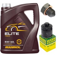 MotoröL Filter Set Mannol 5W40 5 Liter + Schraube FüR VW Lupo 1.0 6E1 6X1 50 PS