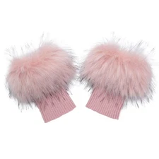 Women Faux Fur Leg Warmers Short Furry Fuzzy Boot Cuffs Toppers Girls Winter ...