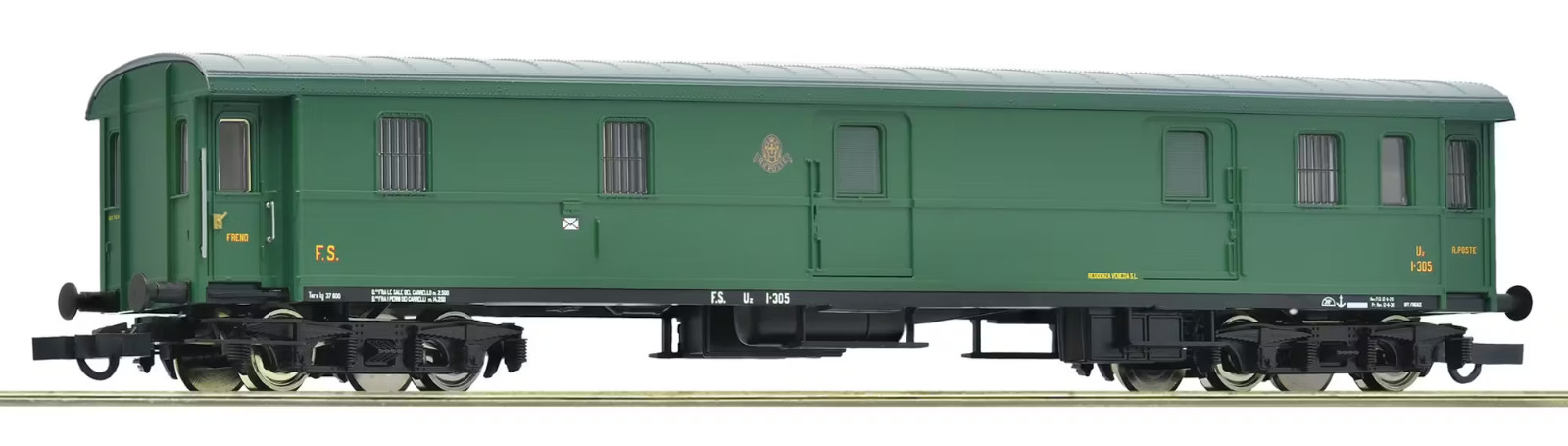 ROCO 6200095 Postal Uz 1300 Green Livery FS Car