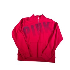 PINK Victoria  s Secret 1/4 Zip Sweatshirt Red Pullover Women  s M Logo Front