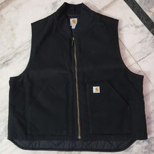 Vintage 90s Black Carhartt Quilted Canvas Artic Vest V01 BLK Men's XXL