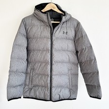 NWT Under Armour Boys YL Pronto Puffer Jacket Pitch Gray Heather Hooded Coat