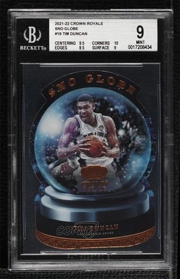 2021-22 Panini Crown Royale Sno Globe 74/99 Tim Duncan #19 BGS 9 MINT HOF 07qw