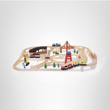 Melissa  Doug Deluxe Wooden Railway Train Set 130 pc 