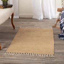 Accent Rug Burlap Natural Farmhouse 27x48 Cotton Chindi/Rag Floor Mat VHC Brands