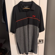 Under Armour The Playoff Polo Shirt Men's XL Black Orange Gray Golf Golfing