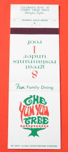 THE YUM YUM TREE MATCHBOOK COVER * DENVER, COLORADO