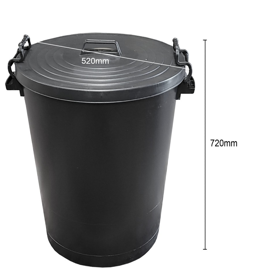 110l 85l 50l black dustbin with locking lockable handles rubbish waste ...