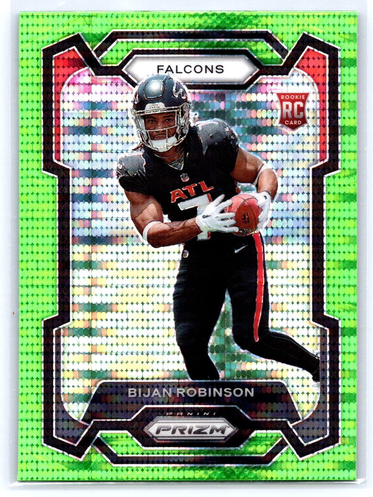 2023 Panini Prizm Rookies Neon Green Pulsar Prizm #305 Bijan Robinson (RC)