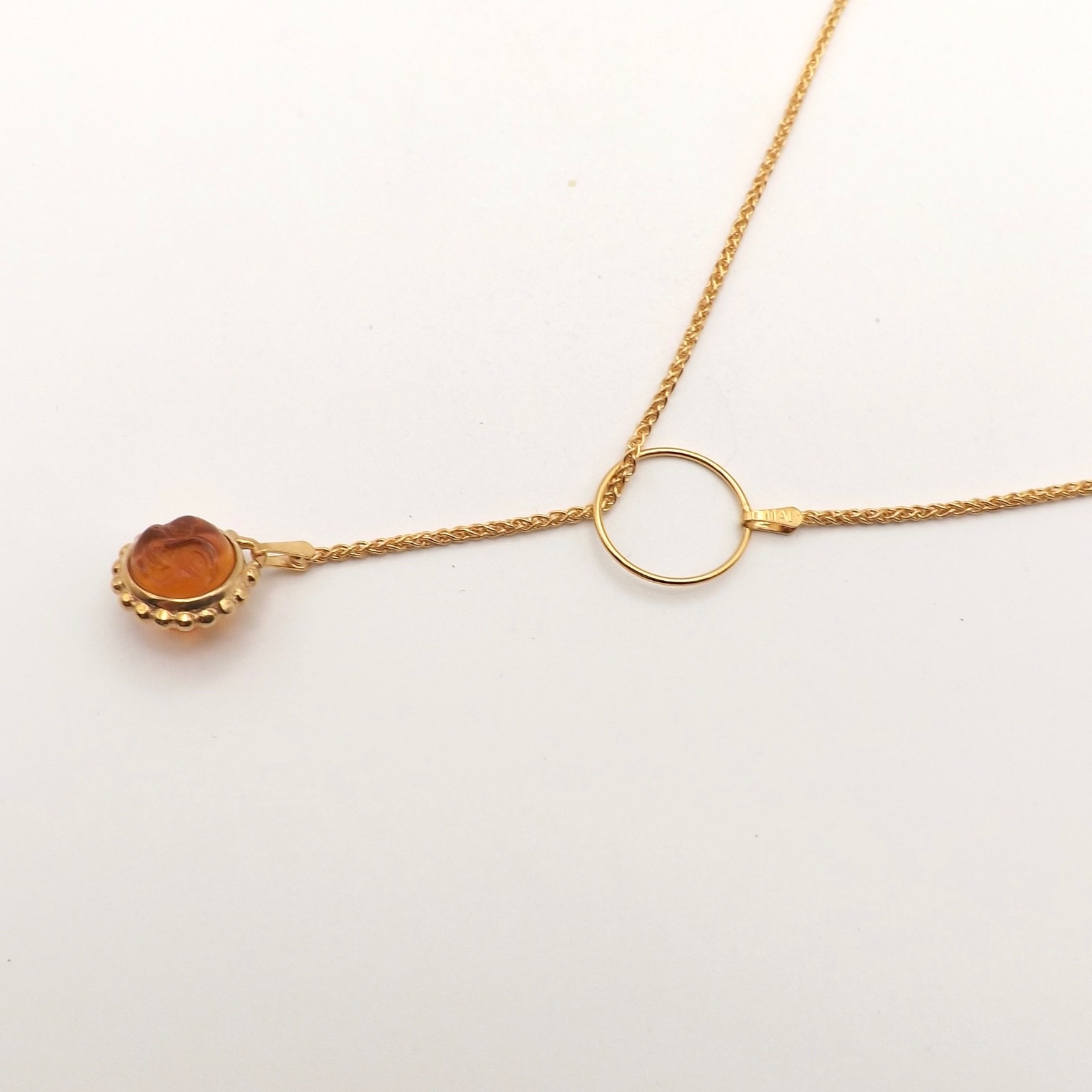 Solid 14k Gold Sunface Slide Pendant Toggle Laria… - image 5