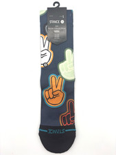 STANCE Dwayne Wade L 3-5.5 Youth Kids Socks Crew Unisex Blue Peace Sign