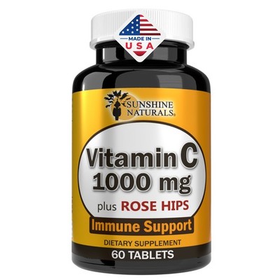 Sunshine Naturals Vitamin C 1000Mg Plus Rose Hips Immune Support 60 Tablets