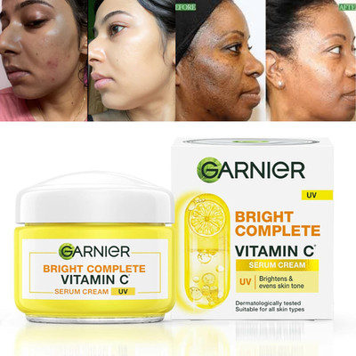 Garnier Bright Complete Vitamin C Serum UV Cream for deep cleans & glow 45 gm