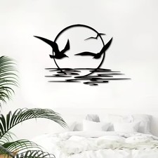 Moderne Möwe Metall Wandbild Sonnenuntergang Vogel Eisen Wanddeko Terrasse Haus 40 x 25 cm