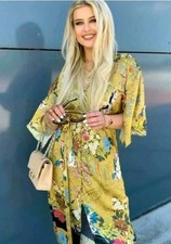 Zara Boho Kimono Orienta Jacket With Belt Kaftan Summer Robe Size M Medium 10 12