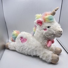 FAO Schwarz Glow Brights Toy Plush LED Sound White Unicorn 15" Stuffed Animal