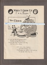 Vintage 1909 W.W DENSLOW Magazine POEM Page ~ The CLOWN/Circus ~ FULL COLOR