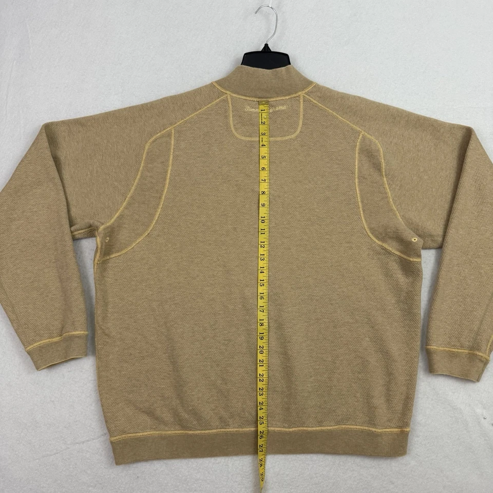 Tommy Bahama Reversible Media Cremallera Sudadera Hombres XXL Tostado Dorado Algodón Pullover Foto 3 de 4